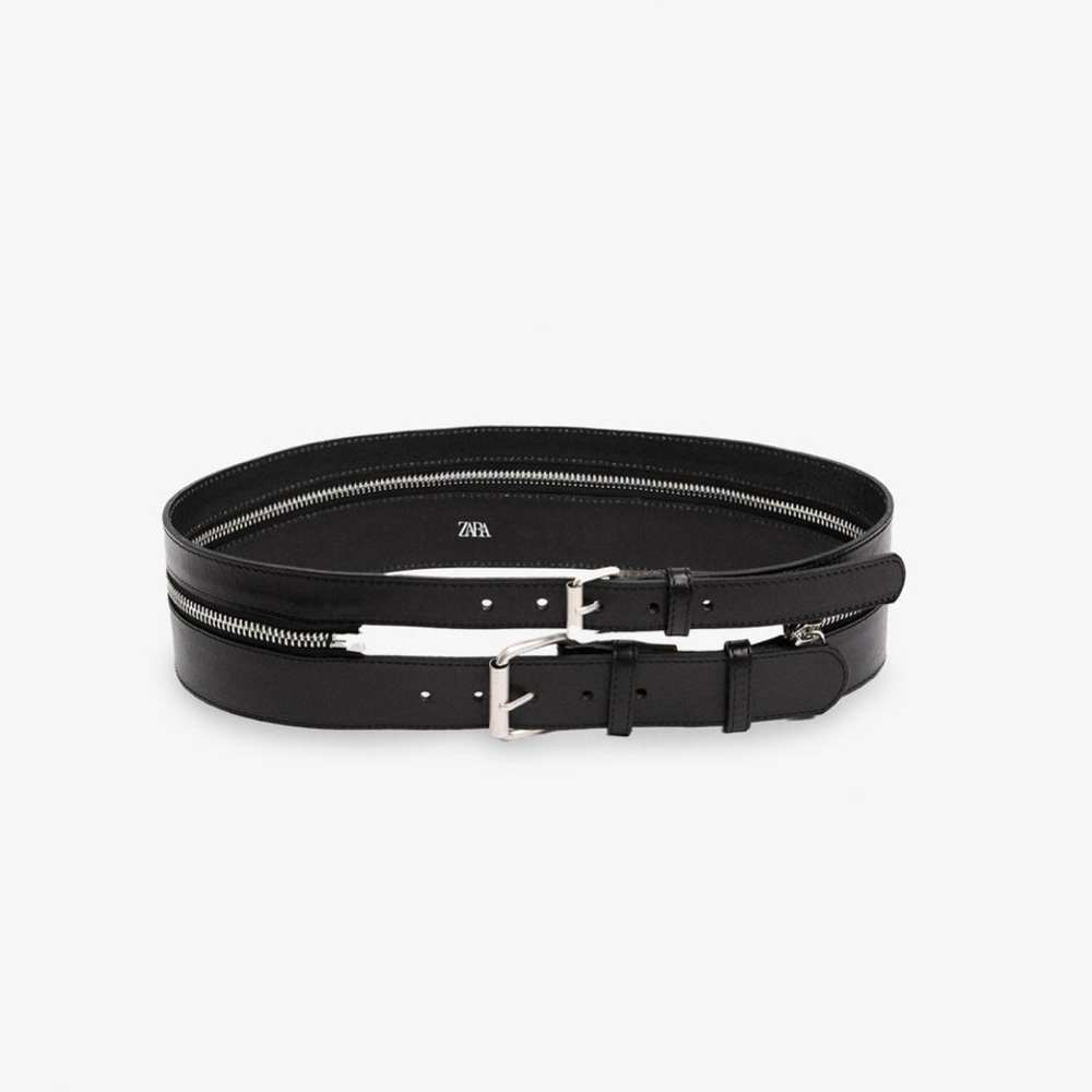 Zara Double Buckle Zipper Sash Belt